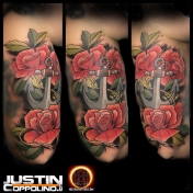 Here's a pic of the #anchor and #roses that I #tattooed yesterday at @foolishpridetattoo #foolishpridetattoo #stpete #saintpetersburg #tattoo #tattoos #tattoosafterdark used @heliostattoo needles #dermagloink #eternalink @eternalink #summer #tattooedguys #tattooeddudes #justintattoo